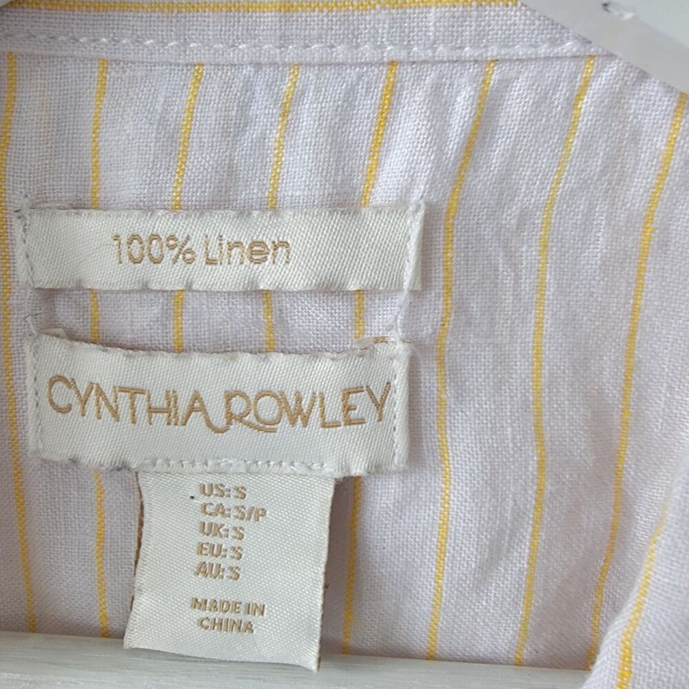 Cynthia Rowley womens 100% Linen Button up Blouse size S Striped boy fit - Picture 7 of 8